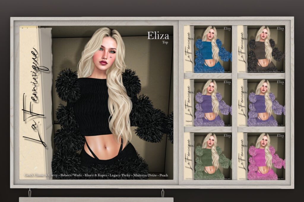 Eliza Top - GenX/Inithium/Legacy/Maitreya/Peach/Reborn/+mods, L$199 each