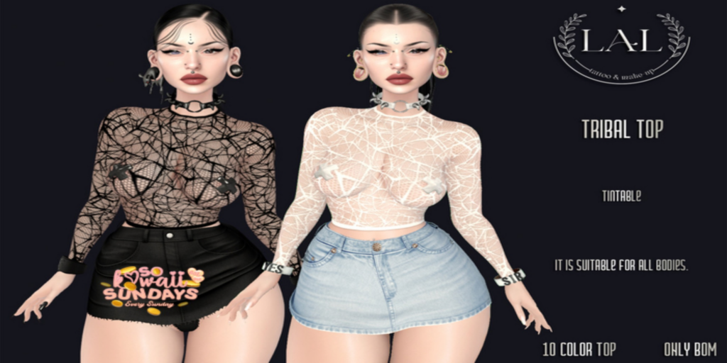 Tribal Top - BOM	&lt;a href=&quot;https://maps.secondlife.com/secondlife/Moire/203/217/26&quot;&gt;Teleport&lt;/a&gt;