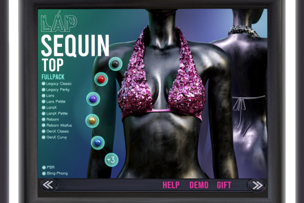 Sequin Top - GenX/Legacy/Maitreya/Reborn/+mods, L$459 each/L$1699 FP