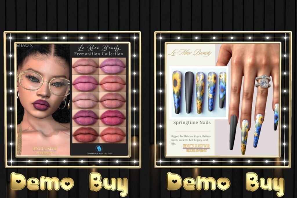 Premonition Collection Lipstick - EvoX, L$200 | Springtime Mesh Nails - GenX/Inithium/Legacy/Maitreya/Reborn/Yentenments, L$150