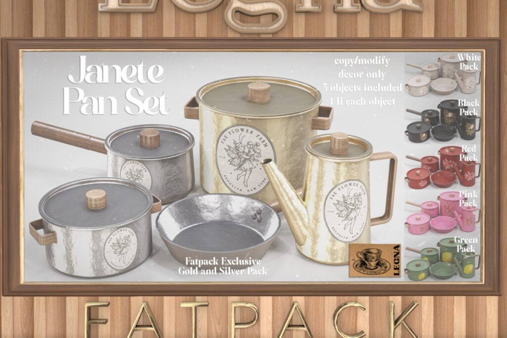 Janete Pan Decor Set, L$349 each/L$999 FP