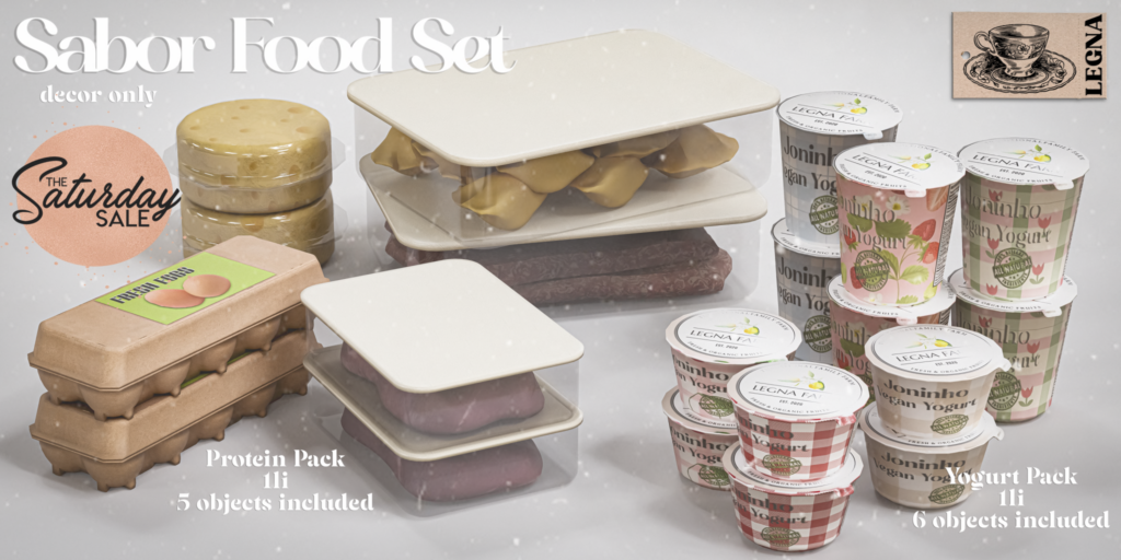 Sabor Food Decor Set	&lt;a href=&quot;http://maps.secondlife.com/secondlife/Dream%20Lake/124/123/184&quot;&gt;Teleport&lt;/a&gt;