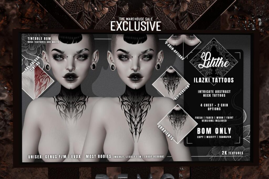 Ilazki Tattoos - EvoX/Genus/Legacy/Reborn, L$275 each/L$475 FP