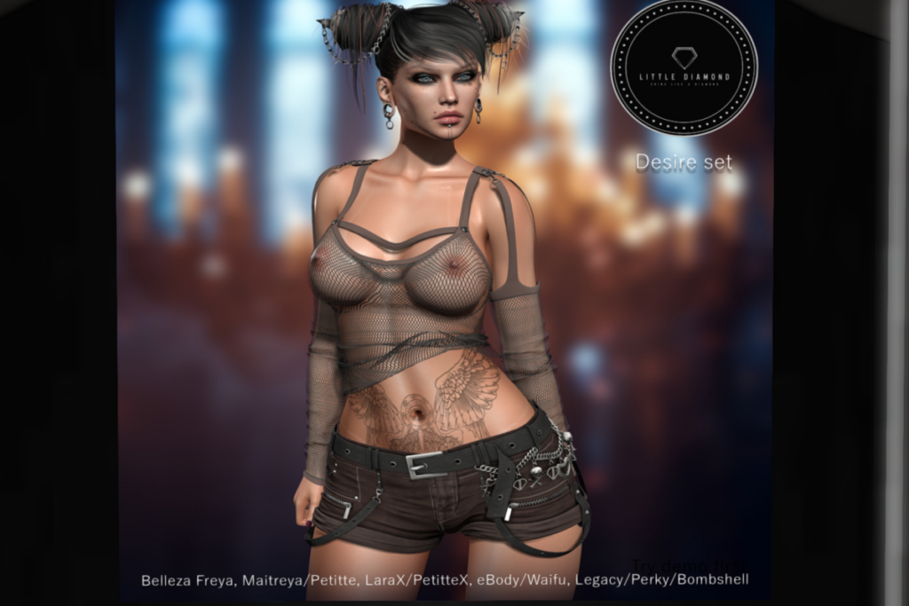 Desire Top &amp; Pants - Freya/Legacy/MaitreyaX/Reborn/+mods, L$290-L$310 each/L$1650-L$1890 each FP/L$2390 MP