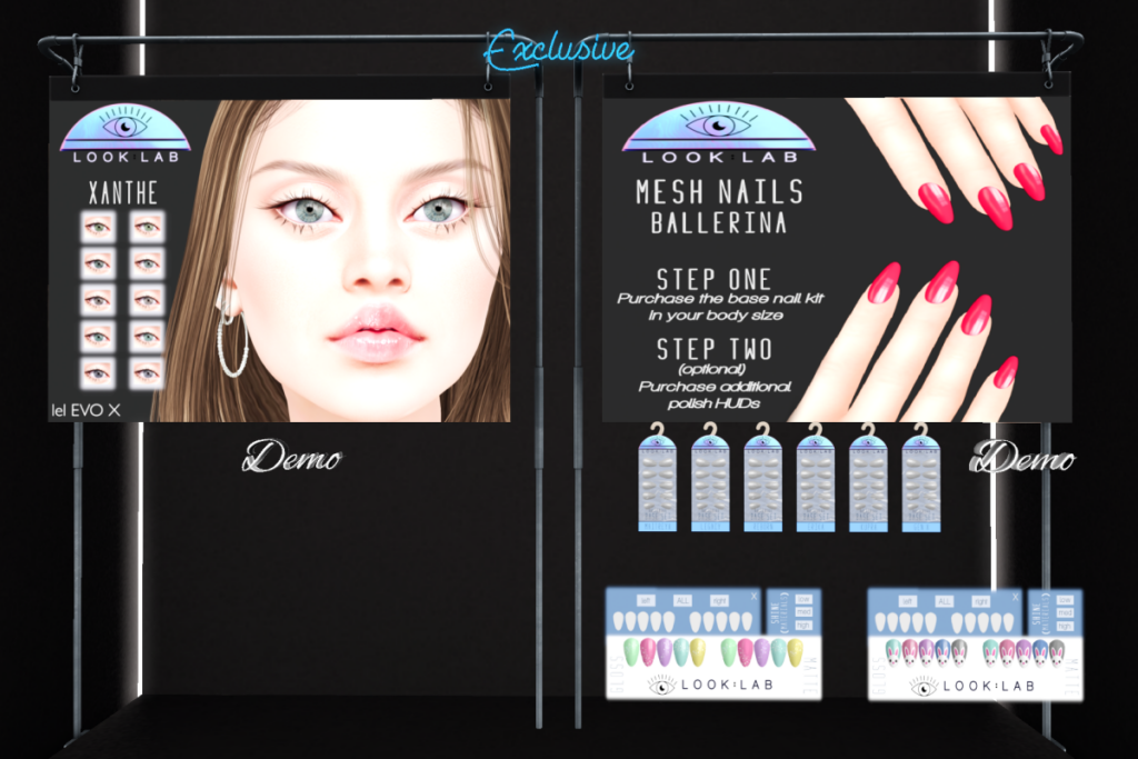 Xanthe Eyes - EvoX, L$189 | Ballerina Nails - Erika/GenX/Inithium/Legacy/Maitreya/Reborn, L$75 each/L$189 each FP