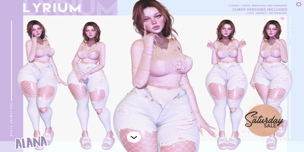 Alana Poses	&lt;a href=&quot;https://maps.secondlife.com/secondlife/Lunar%20and%20Friends/161/89/19&quot;&gt;Teleport&lt;/a&gt;
