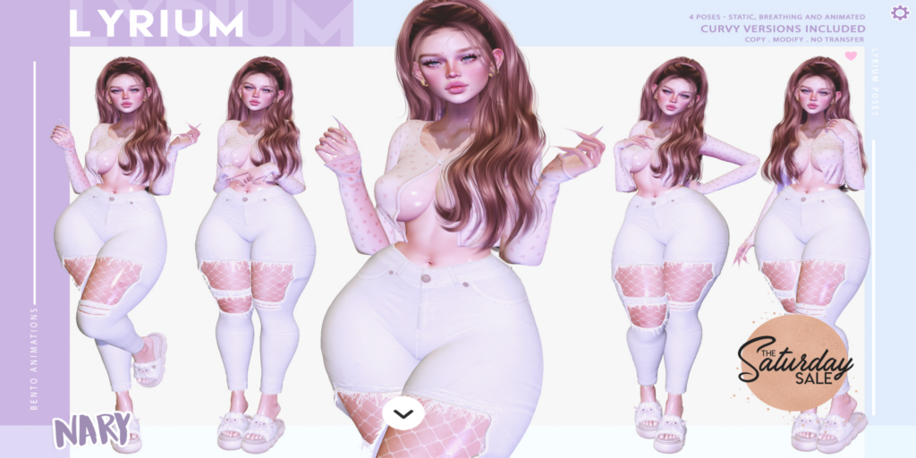 Nary Poses	&lt;a href=&quot;https://maps.secondlife.com/secondlife/Lunar%20and%20Friends/161/89/19&quot;&gt;Teleport&lt;/a&gt;