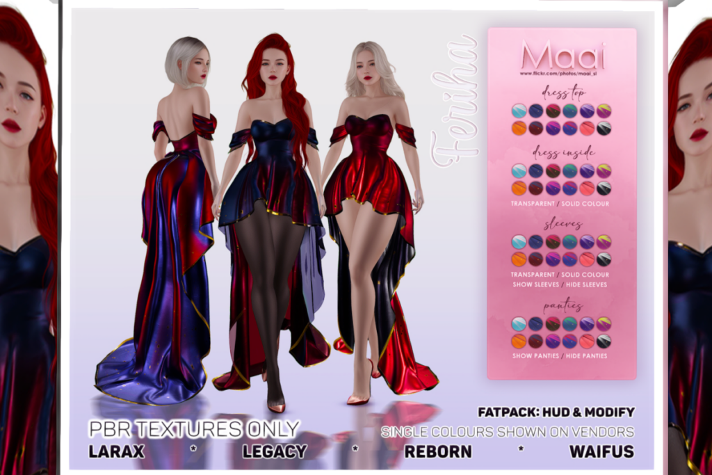 Feriha Dress - Legacy/MaitreyaX/Reborn/+mods, L$330 each/L$1400 FP