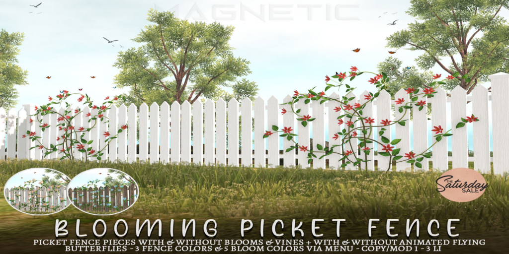 Blooming Picket Fence	&lt;a href=&quot;http://maps.secondlife.com/secondlife/Klibert/84/162/632&quot;&gt;Teleport&lt;/a&gt;