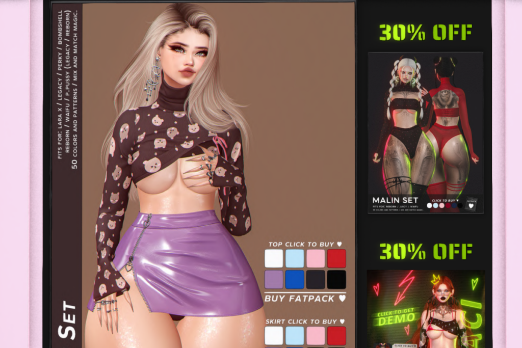 Chloe Skirt &amp; Turtleneck - Legacy/MaitreyaX/Reborn/+mods, L$299 each/L$1750 each FP/L$3000 MP