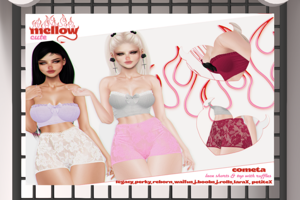 Cometa Top &amp; Shorts - Legacy/MaitreyaX/Reborn/+mods, L$269 each/L$1299 FP