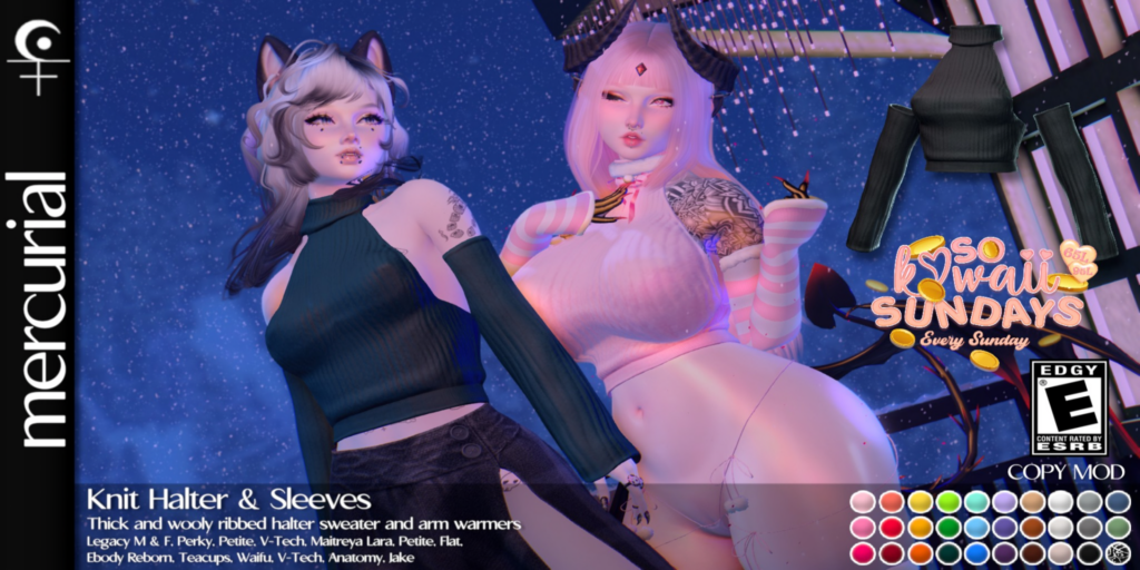 Knit Halter &amp; Sleeves - Anatomy/Jake/Legacy M+F/Maitreya/Reborn/+mods	&lt;a href=&quot;http://maps.secondlife.com/secondlife/Embrace%20the%20Ocean/111/171/1096&quot;&gt;Teleport&lt;/a&gt;