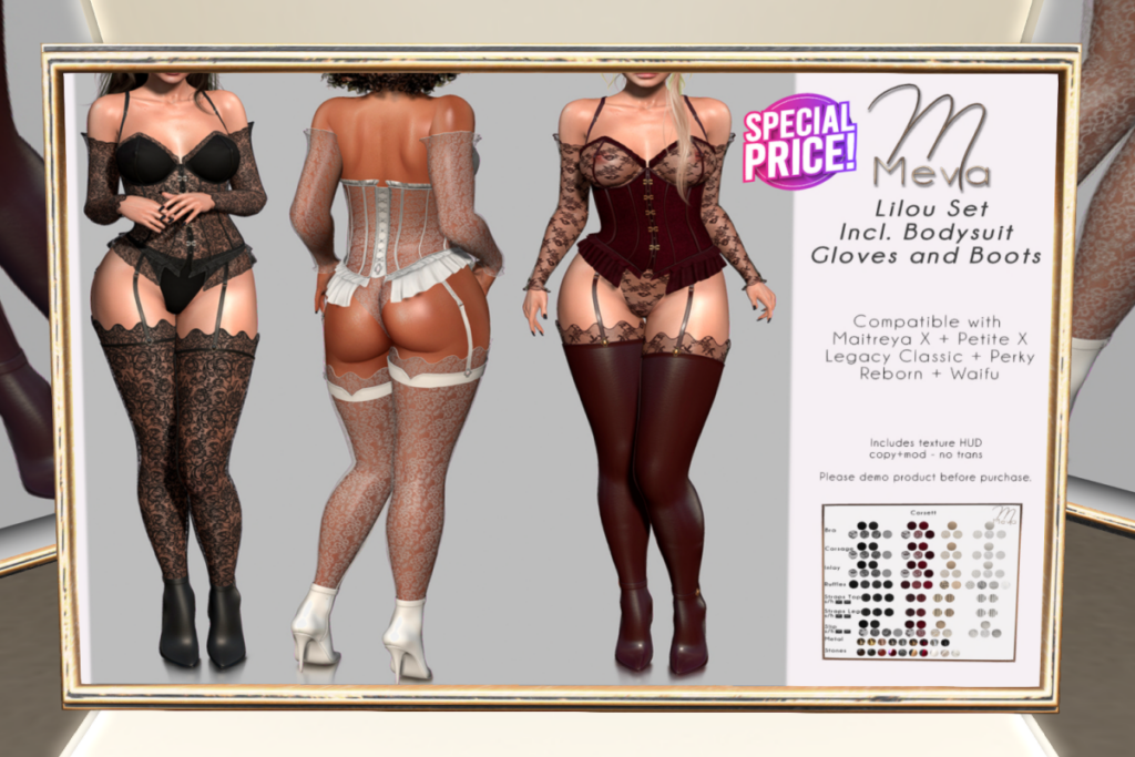 Lilou Set - Legacy/MaitreyaX/Reborn/+mods, L$340-L$560 each/L$1000 FP