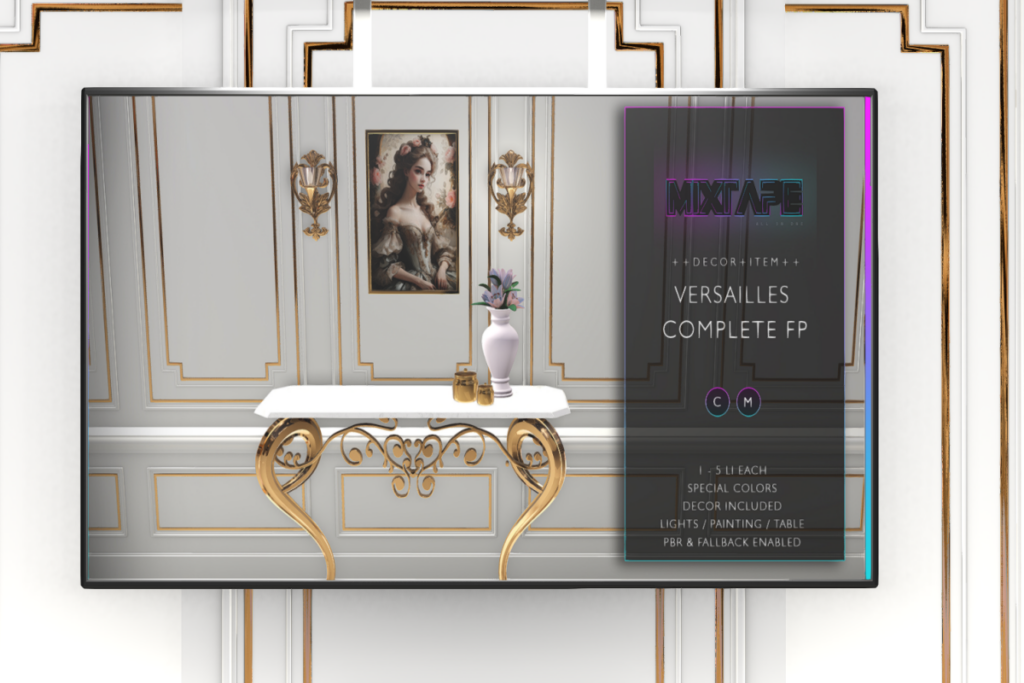 Versailles Decor Set, L$379-L$549 each/L$1499 FP