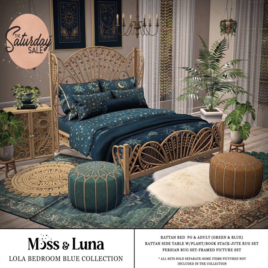 Lola Bedroom Collection in Blue	&lt;a href=&quot;http://maps.secondlife.com/secondlife/Desolate/123/57/23&quot;&gt;Teleport&lt;/a&gt;