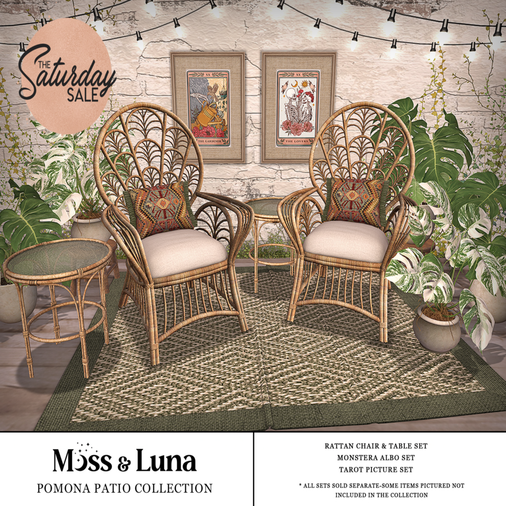Pomona Patio Decor Set	&lt;a href=&quot;http://maps.secondlife.com/secondlife/Desolate/122/57/23&quot;&gt;Teleport&lt;/a&gt;