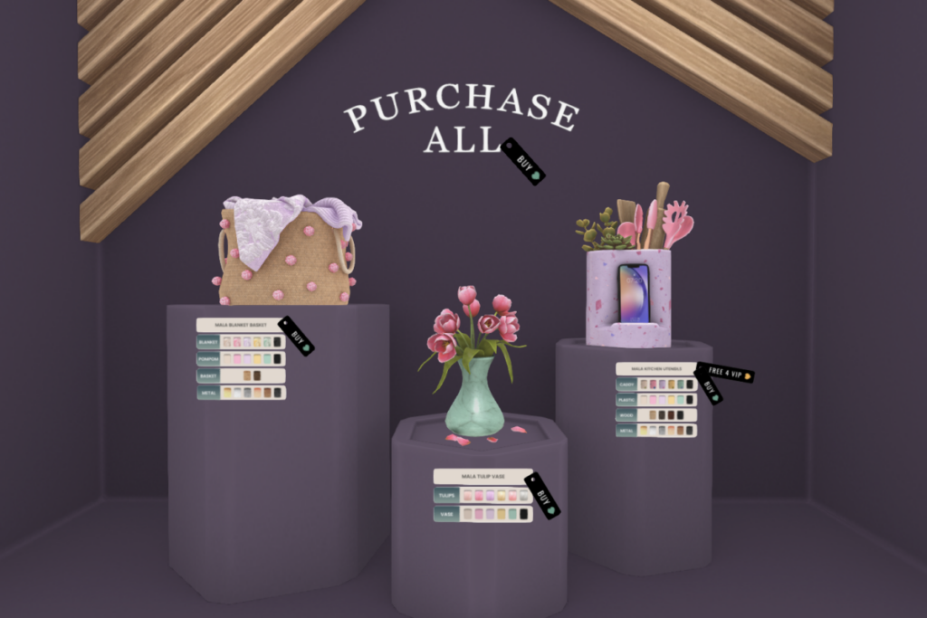 Mala Blanket Basket, Tulip Vase and Kitchen Utensils, L$198 each/L$498 FP