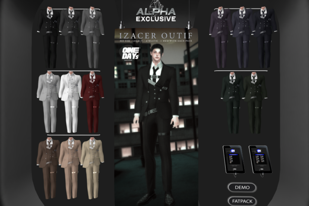 Izacer Outfit - Legacy/+mods, L$350 each/L$1500 FP