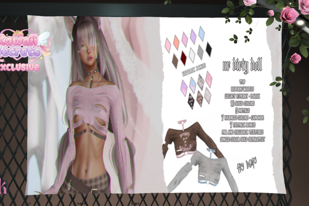 Ur Dirty Doll Top - Legacy/MaitreyaX/Reborn/+mods, L$295 each/L$1599 FP