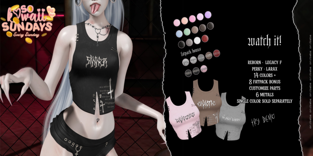 Watch It Top - Legacy/MaitreyaX/Reborn/+mods	&lt;a href=&quot;https://maps.secondlife.com/secondlife/Demon/242/93/22&quot;&gt;Teleport&lt;/a&gt;
