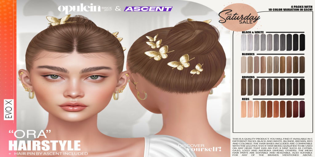Ora Hairstyle &amp; Hairbase - EvoX	&lt;a href=&quot;http://maps.secondlife.com/secondlife/Peaceful%20Land/246/100/1001&quot;&gt;Teleport&lt;/a&gt;