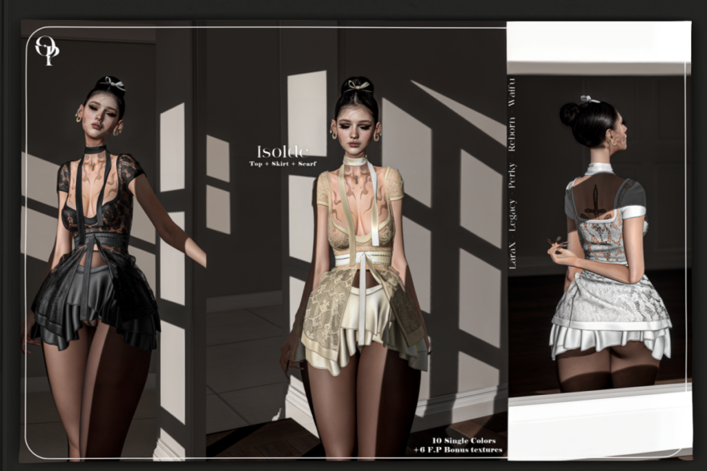 Isolde Set - Legacy/MaitreyaX/Reborn/+mods, L$320 each/L$2260 FP | Isolde Scarf, L$420