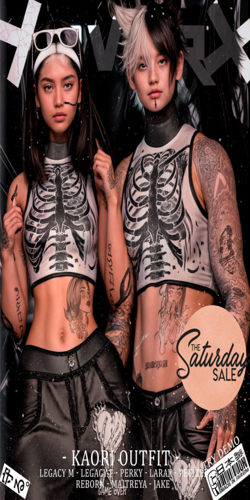 Kaori Outfit - Jake/Legacy M+F/Maitreya/Reborn/+mods	&lt;a href=&quot;http://maps.secondlife.com/secondlife/Silver%20City/147/222/2509&quot;&gt;Teleport&lt;/a&gt;