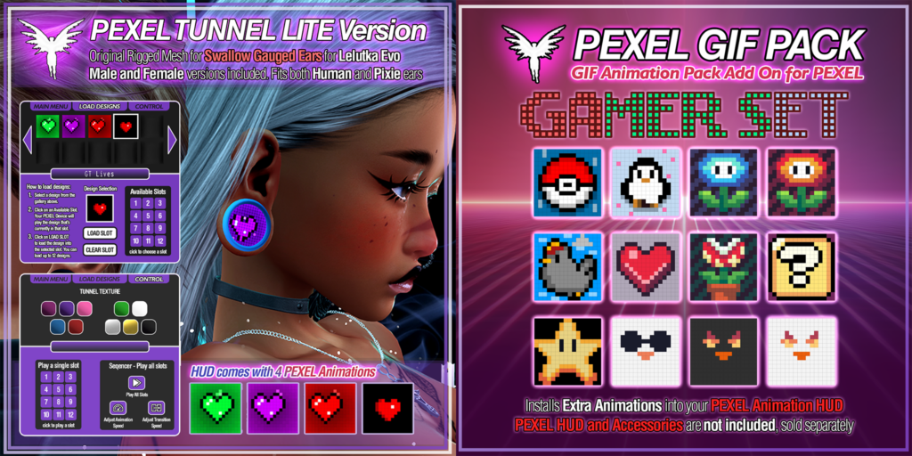 Pixel Gamer Gif Tunnels - Swallow Gauged Ears