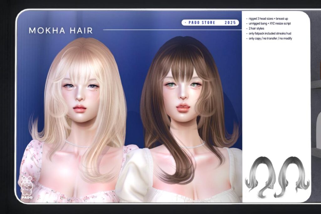 Mokha Hair, L$295 each/L$549 FP