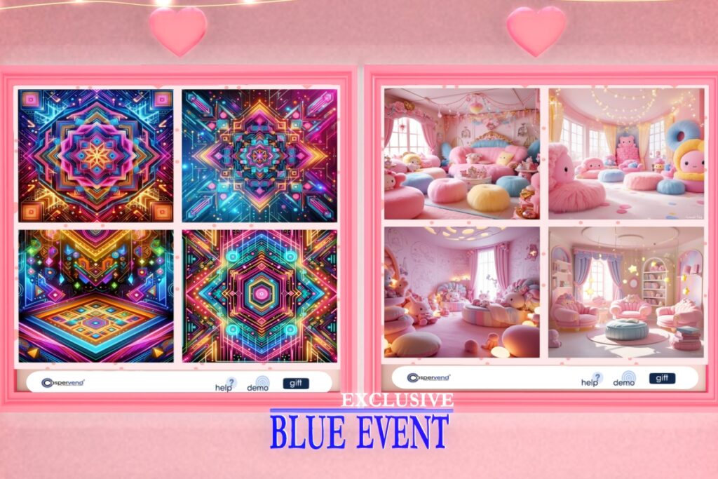 Neon Geometric Background Textures &amp; Kawaii Backdrop Textures, L$65 each