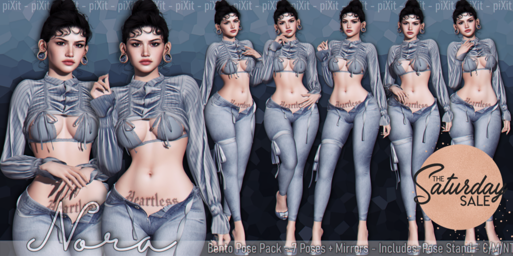 Nora Poses	&lt;a href=&quot;http://maps.secondlife.com/secondlife/Fashion%20Boulevard%20II/60/96/1127&quot;&gt;Teleport&lt;/a&gt;