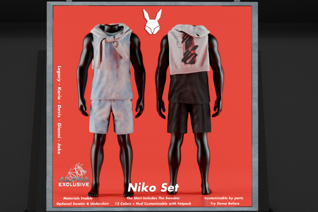 Niko Shirt and Shorts - Davis/Gianni/Jake/Kario/Legacy, L$249 each/L$999 each FP