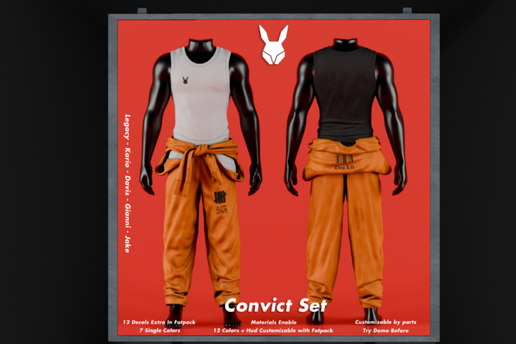 Convict Set - Davis/Gianni/Jake/Kario/Legacy, L$249 each/L$999 FP
