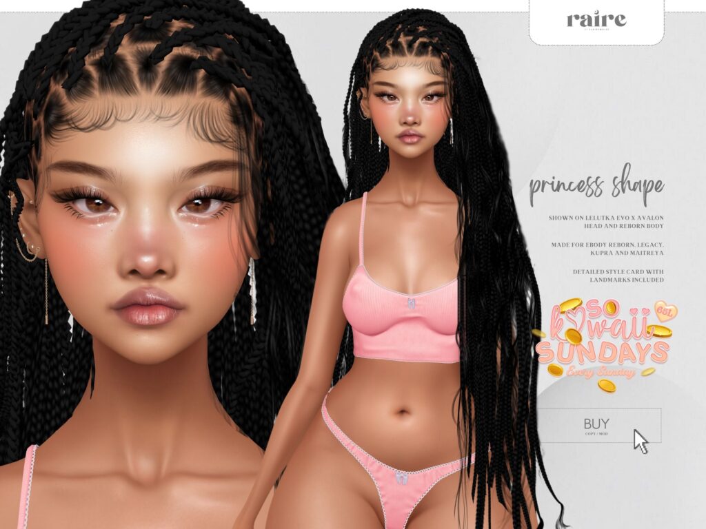 Princess Shape - EvoX Avalon/Inithium/Legacy/Maitreya/Reborn	&quot;&lt;a href=&quot;&quot;http://maps.secondlife.com/secondlife/Silver%20Lake/62/180/39&quot;&quot;&gt;Teleport&lt;/a&gt;																	&quot;