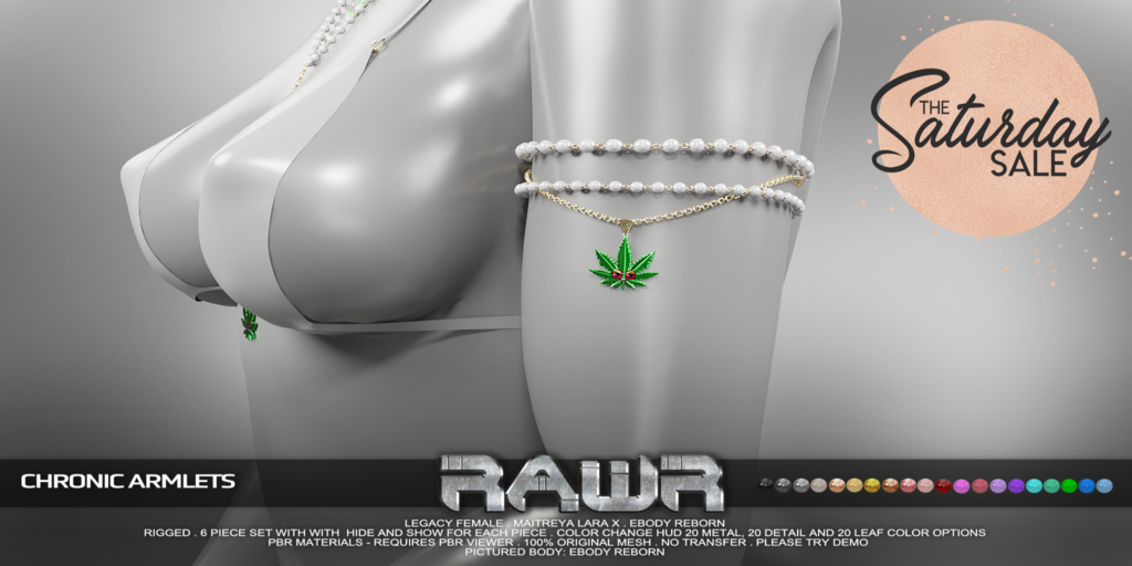 Chronic Armlets - Legacy/MaitreyaX/Reborn	&lt;a href=&quot;http://maps.secondlife.com/secondlife/RAWR/62/141/21&quot;&gt;Teleport&lt;/a&gt;
