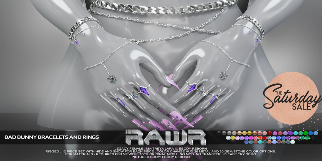 Bad Bunny Bracelets And Rings - Legacy/MaitreyaX/Reborn	&lt;a href=&quot;http://maps.secondlife.com/secondlife/RAWR/62/141/21&quot;&gt;Teleport&lt;/a&gt;