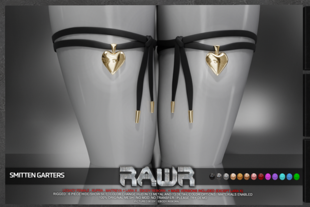 Smitten Garters - Inithium/Legacy/Maitreya/Reborn/+mods	&lt;a href=&quot;https://maps.secondlife.com/secondlife/RAWR/62/141/21&quot;&gt;TELEPORT&lt;/a&gt;