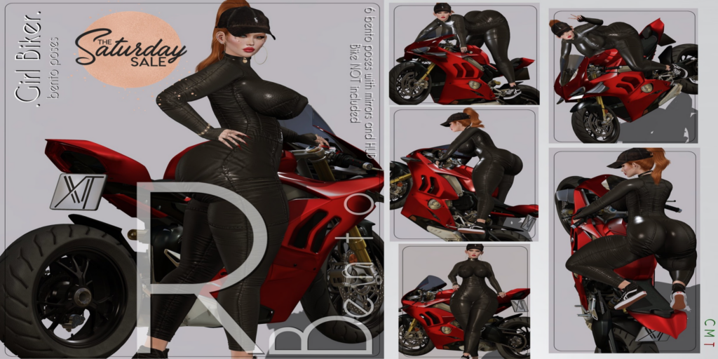 Girl Biker Poses 	&lt;a href=&quot;http://maps.secondlife.com/secondlife/Lorena%20Blue/45/16/23&quot;&gt;Teleport&lt;/a&gt;