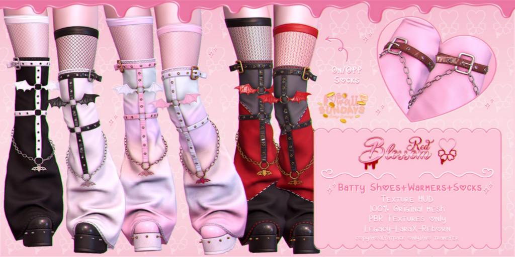 Batty Shoes, Warmers, &amp; Socks - Legacy/MaitreyaX/Reborn	&lt;a href=&quot;http://maps.secondlife.com/secondlife/Anhedonia/120/130/999&quot;&gt;Teleport&lt;/a&gt;