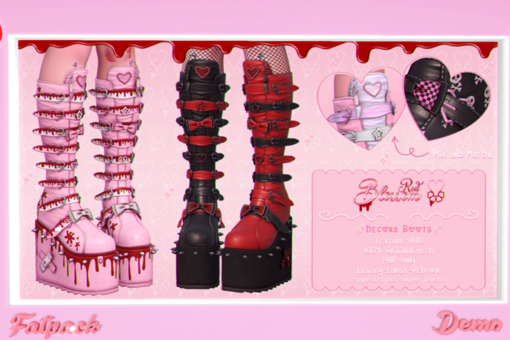 Decora Boots - Legacy/MaitreyaX/Reborn, L$300 each/L$1499 FP