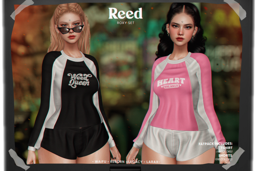 Roxy T-Shirt and Shorts - Legacy/MaitreyaX/Reborn/+mods, L$249 each/L$1199 FP