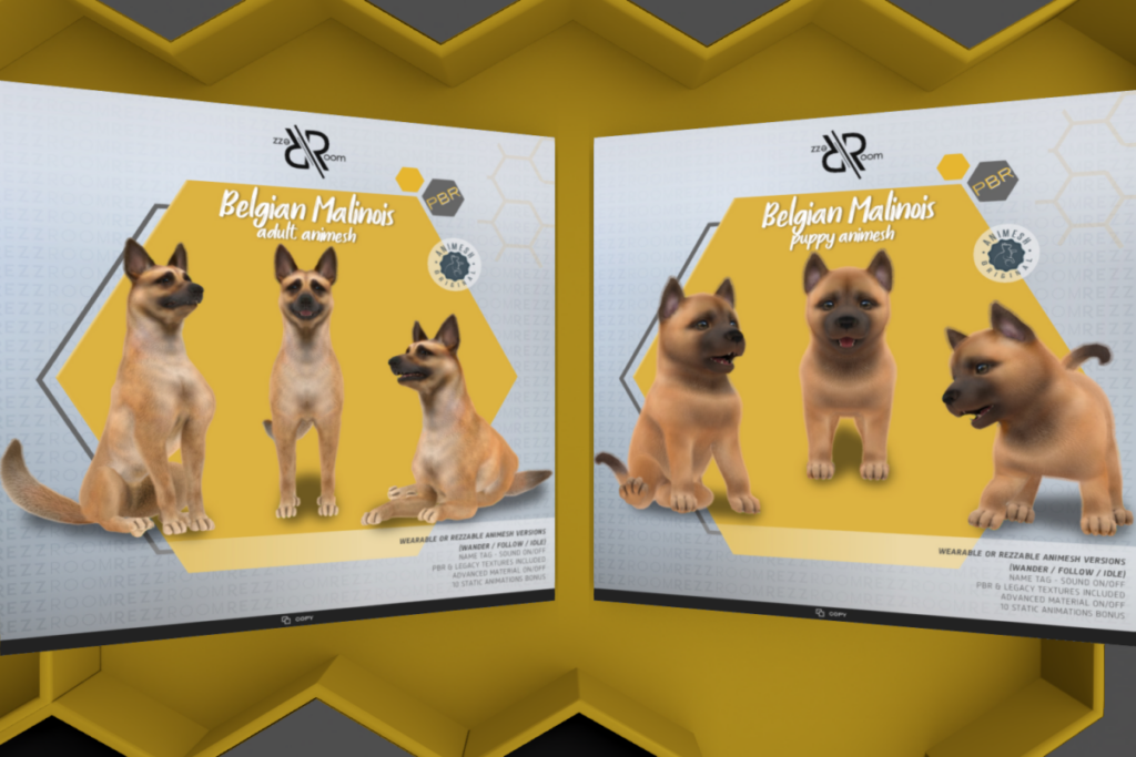 Belgian Malinois Adult and Puppy Animesh, L$980 each/L$1600 FP
