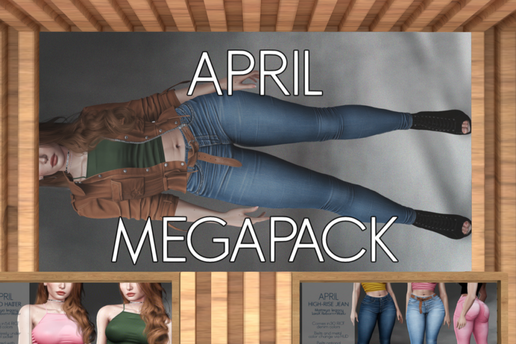April Open Jacket, Ribbed Halter, &amp; High Rise Jeans - Legacy/MaitreyaX/Reborn/+mods, L$250 each/L$1299 each FP/L$3299 MP | April Peep-Toe Boots - Legacy/MaitreyaX/Reborn, L$1299