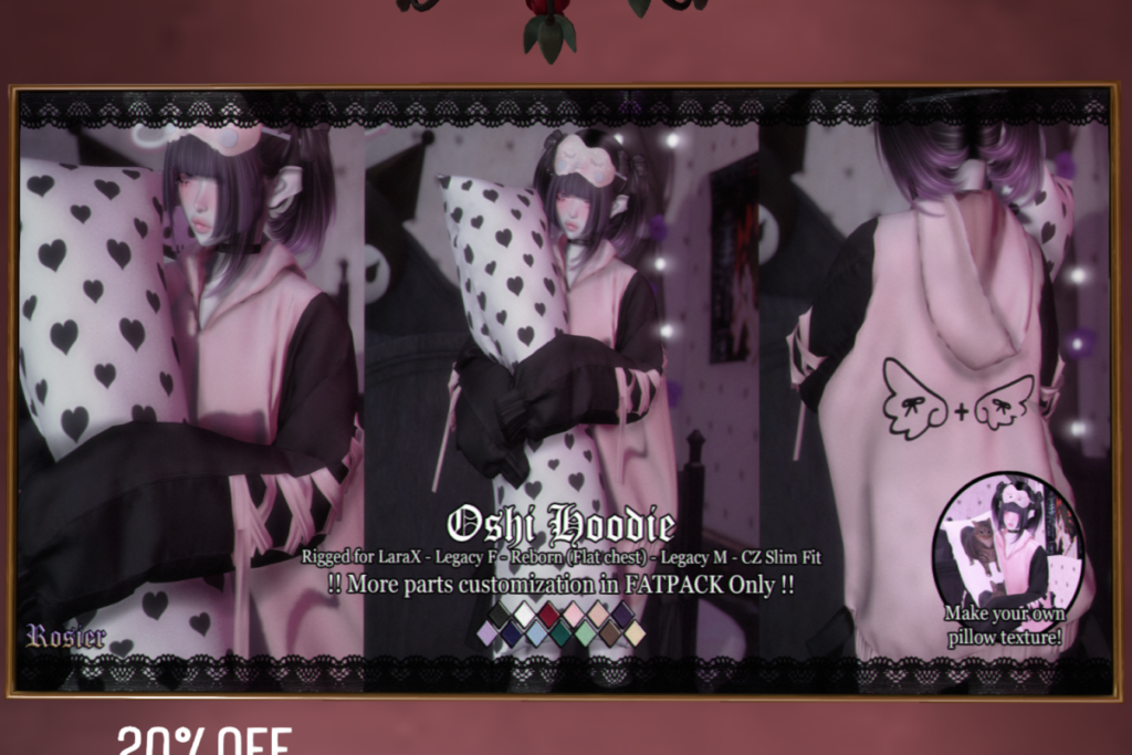 Oshi Hoodie - CZ Slim/Legacy F+M/MaitreyaX/Reborn Flat/+mods, L$299 each/L$1080 FP