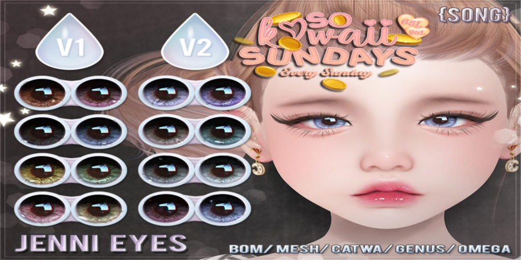 Jenni Eyes - BOM/Catwa/Genus/Mesh/Omega	&lt;a href=&quot;http://maps.secondlife.com/secondlife/Meringue/61/83/1064&quot;&gt;Teleport&lt;/a&gt;