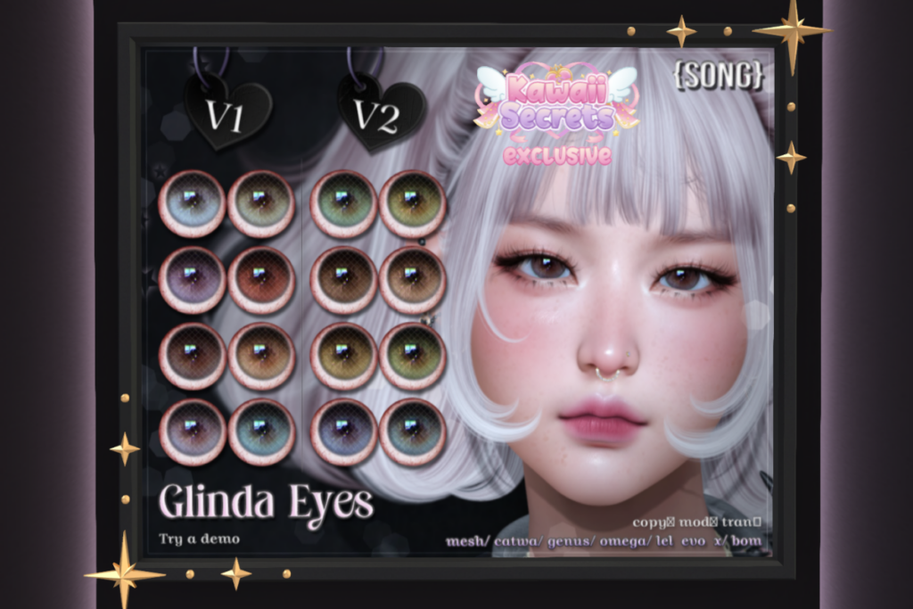 Glinda Eyes - BOM/Catwa/Genus/Lelutka/Mesh/Omega, L$550 each/L$1100 FP