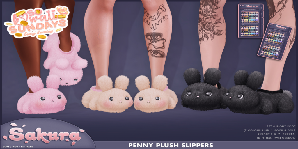 Penny Plush Slippers - Legacy M+F/Reborn/TD Fitted/TweeneeDoo	&lt;a href=&quot;http://maps.secondlife.com/secondlife/Domain/122/106/26&quot;&gt;Teleport&lt;/a&gt;