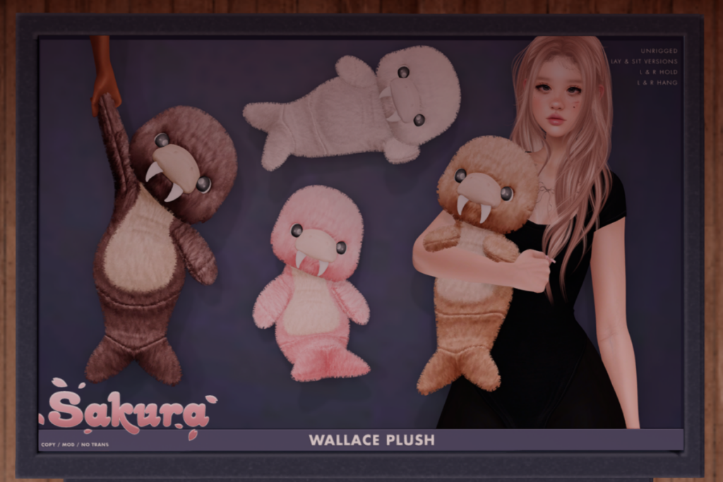 Wallace Plush Holdable, L$184 each/L$800 FP