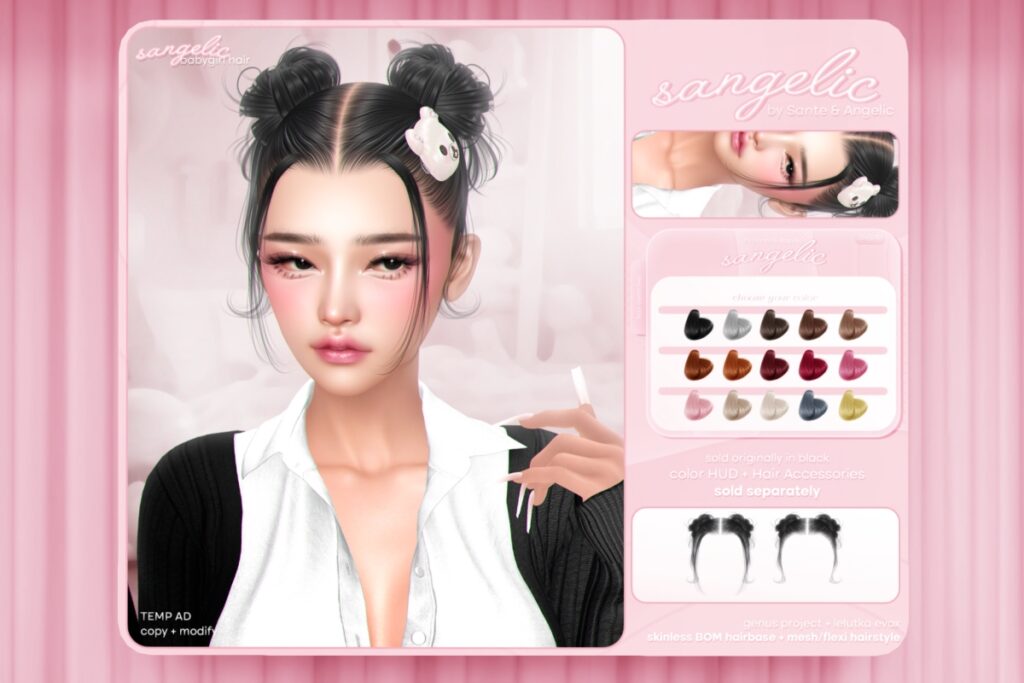 Babygirl Hairstyle &amp; Hairbase - EvoX/Genus, L$400/L$200 Color HUD