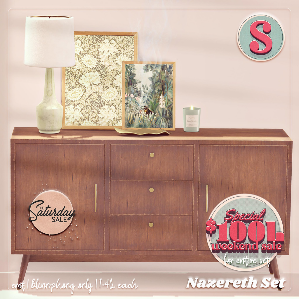Nazereth Decor Set	&lt;a href=&quot;http://maps.secondlife.com/secondlife/Sassafrass/180/198/37&quot;&gt;Teleport&lt;/a&gt;